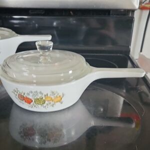 Glass Lid White Floral Casserole Dish